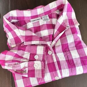 Vintage Cabin Creek Pink‎ Gingham Button Front Long Sleeve Shirt Women's L 12/14